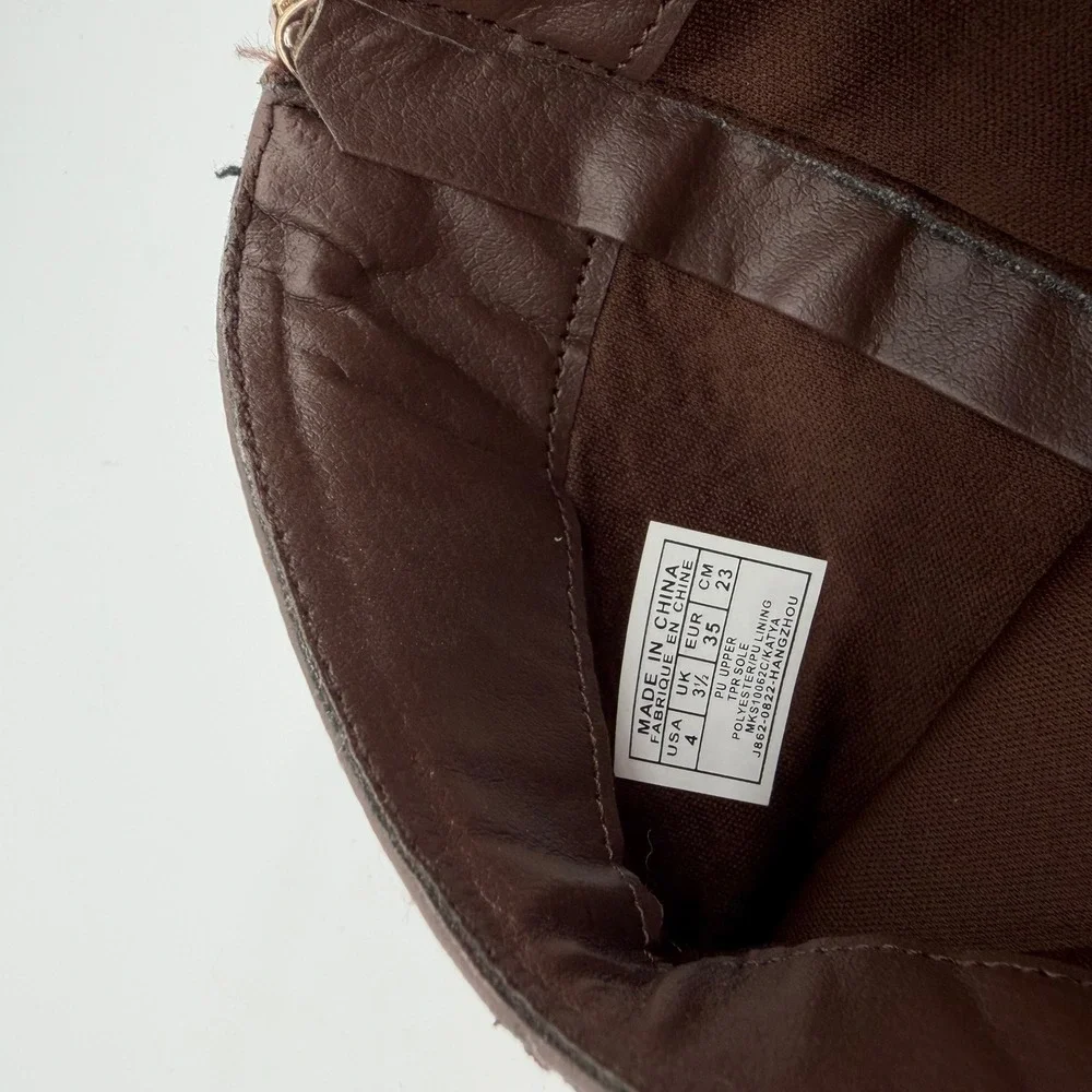 Michael Kors Girls Brown Quilted Riding Boots Gold Buckle‎ MK Logo Size 4